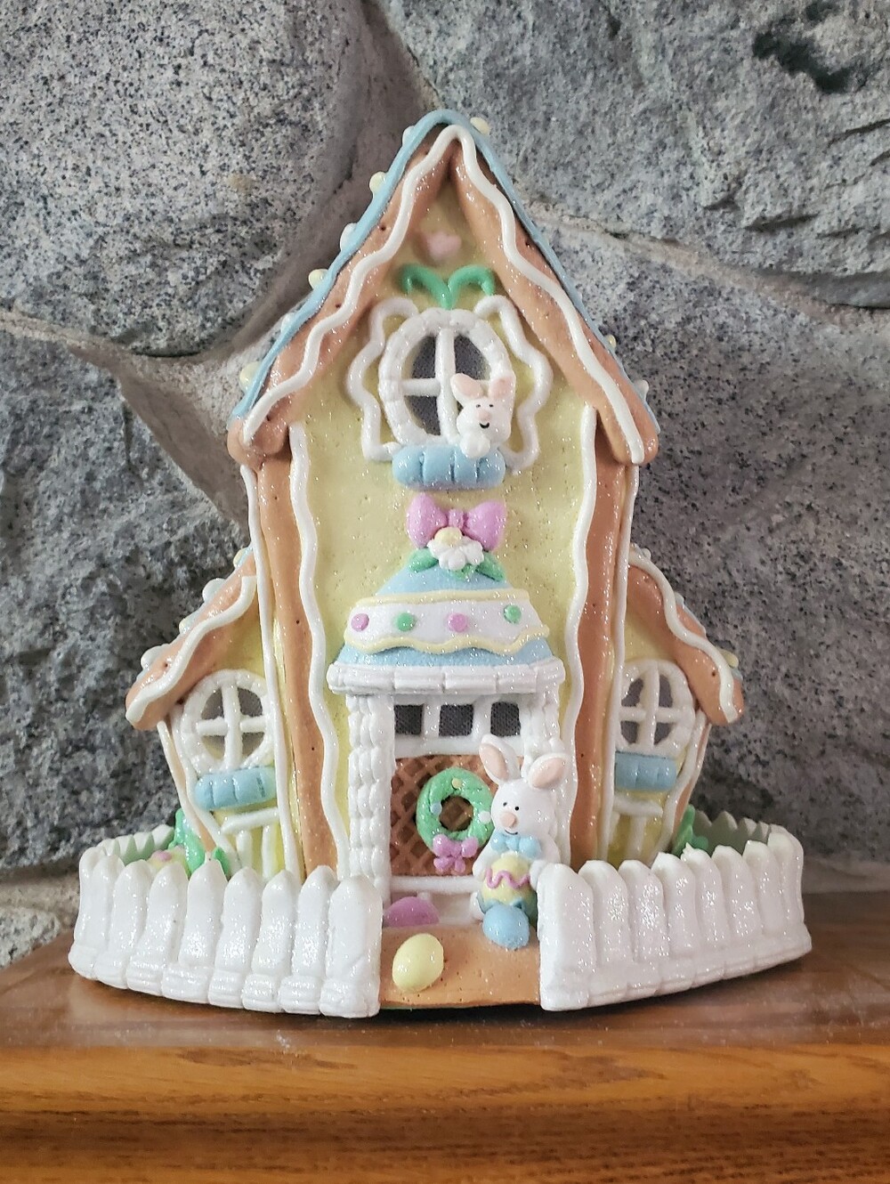 Illuminated Spring Cottage with Bunny by Valerie Parr Hill
